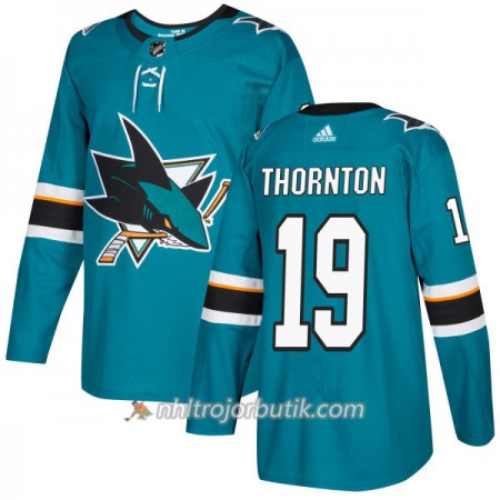 Män Ishockey San Jose Sharks Tröja Joe Thornton 19 Adidas 2017-2018 Teal Authentic